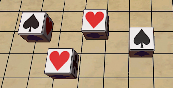 4d6 depicting two hearts and two spades.
